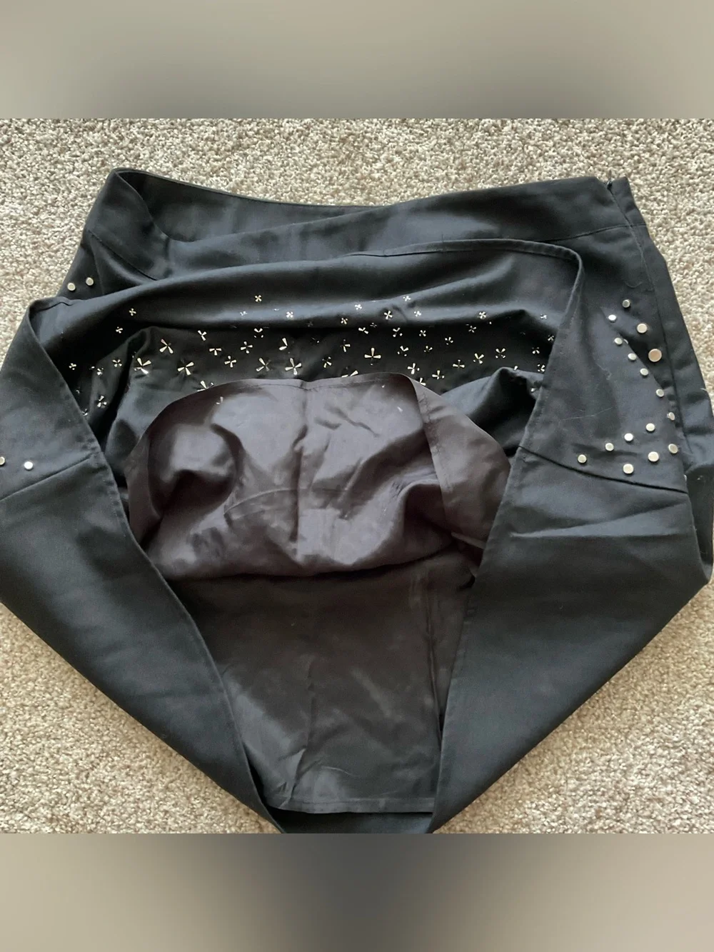 Aqua Black A-Line Skirt with Silver Studs - Picture 4 of 7